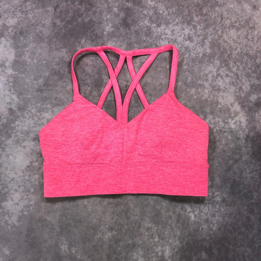 JoyLab Pink Heathered Strappy Cage Back Sports Bra V-Neck Activewear